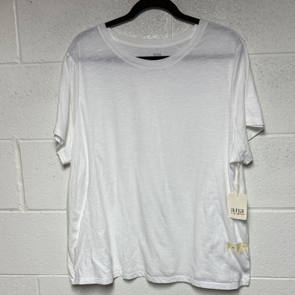 a.n.a Classic White Cotton Short Sleeve T-Shirt Women 1X Plus New